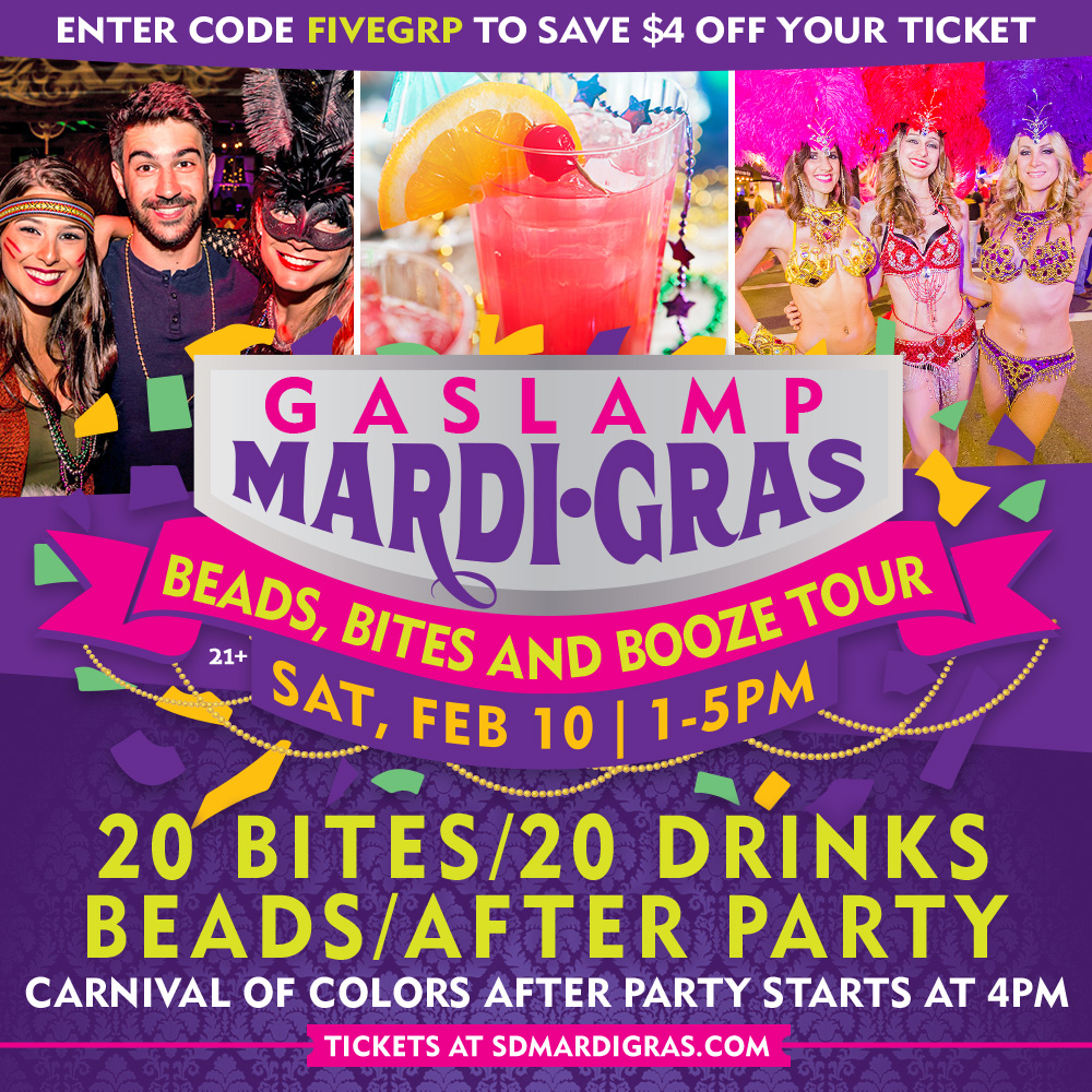 Mardi Gras 2018 San Diego Gaslamp Discounted Tickets